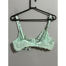 Lise Charmel Bra 36D Mint Green Floral Embroidered Sheer Lace Underwire Luxury