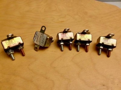 POLLAK ( LOT OF 5 ) 25A - 12V  CIRCUIT BREAKERS NEW