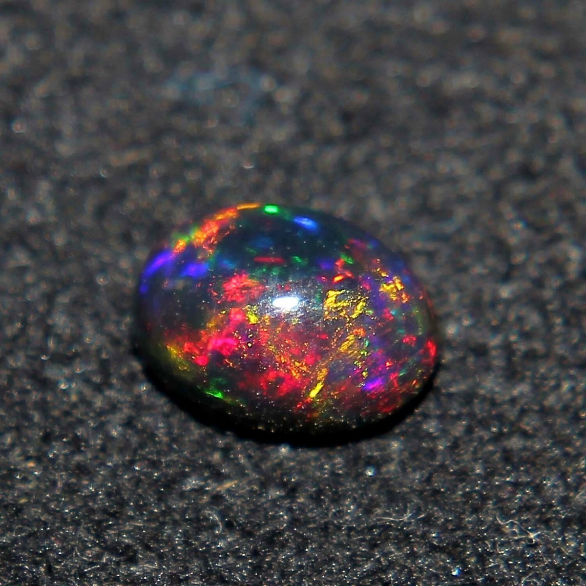 Natural Ethiopian Multi Fire Black Opal Oval Cabochon Loose Gemstone 7x5 mm AAA
