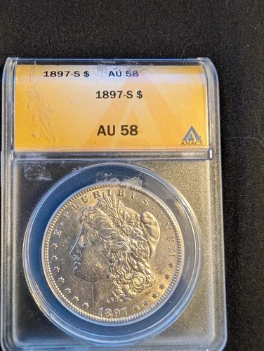 1897-S $1 Morgan Silver Dollar, Graded, AU-58