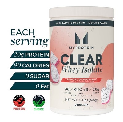 Myprotein Clear Whey Isolate Protein Powder, Tropical Dragonfruit, 20 Servings
