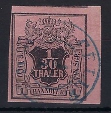 C) Hannover Mi 3b &deg; voll-breitrandig, Randst&uuml;ck, Sign. Pfenninger (CC1294)