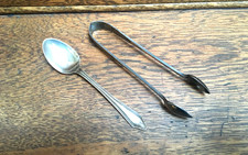 SILVER SUGAR TONGS AND SPOON