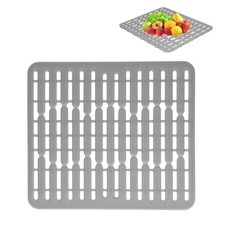 12.8 11.3in Silicone Sink Mat - Quick Drain Dish Drying Rack, Non-Slip Heat R...