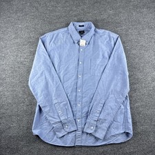 NWT J Crew Flex Oxford Shirt Mens L Blue Classic Button Down Long Sleeve Casual