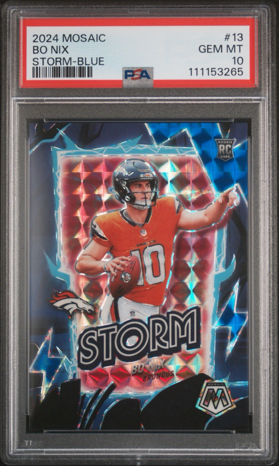 Bo Nix Panini Mosaic Storm #13 Blue