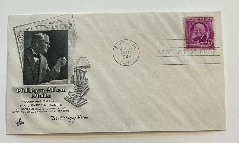 1948 3c William Allen White Postage Stamp #960 First Day Covers (2) - Image 3 of 3