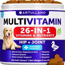 Dog Multivitamin Chewable with Glucosamine 26 in 1 - 120 Chews,