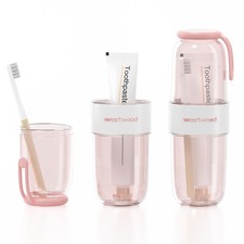 Portable Luxury Transparent Pink Toothbrush Travel Case, Travel Toothbrush ...