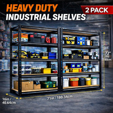 Storage Shelving HEAVY DUTY Rack 5 Tier 72 Inch 2 PACK Adjustable Garage Steel