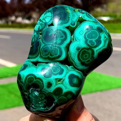 309G Natural glossy Malachite crystal mineral polished piece with pattern