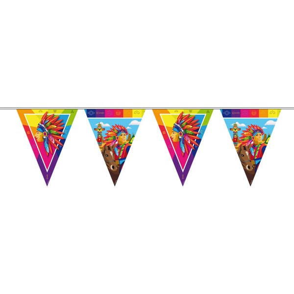 Gw747D Indianer Wimpelkette Girlande Beidseitiges Motiv - 10 Meter Neu & Ovp-image
