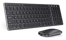 Bluetooth Keyboard and Mouse Combo for Mac, SKM64-2 Rechargeable Black Gray