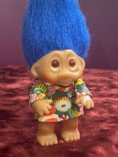 VINTAGE - DAM TROLL - GIRL - Wearing A PRETTY DRESS - With BLUE HAIR