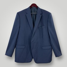 Lauren Ralph Lauren Suit Jacket Mens 50 LONG Navy Blue Pinstripe Wool Blend