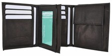 KIDS BOYS SLIM COMPACT FLAP ID AND COIN POCKET TRIFOLD WALLET BLACK