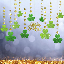 St Patricks Day Decorations Shamrock Garland Decorations Green and Gold Hanging