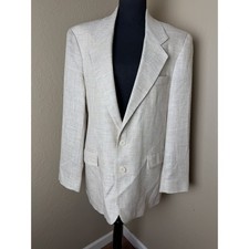 Jack Simpson Men's 40R Beige Check Blazer Sport Coat 2 Button Made in USA