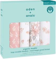 Aden Anais Organic Cotton Muslin Large Swaddle Blankets 4 47x47 New In Box