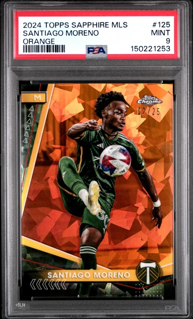 2024 TOPPS CHROME SAPPHIRE MLS ORANGE #125 SANTIAGO MORENO 7/25 PSA 9
