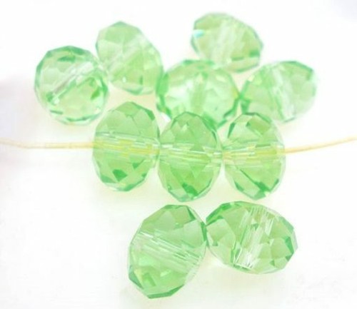 20 pcs. Green Crystal Glass Faceted Rondelle Beads – 8mm – Hole Size: 1.3mm - Afbeelding 2 van 2