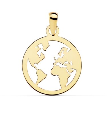 18K Gold Pendant World Map 15 MM. Ref 16963