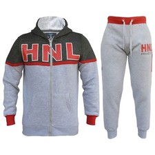 Kids Boys Tracksuit Grey Designer HNL Zipped Top Bottom Jogging Suit 7-13 Years