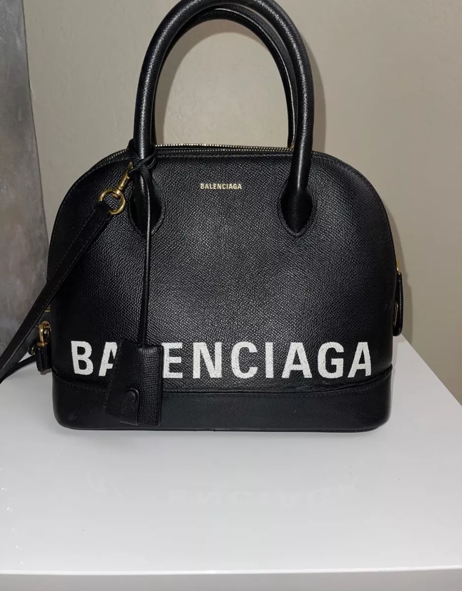 Balenciaga Ville Small Logo Calfskin Top-Handle Bag