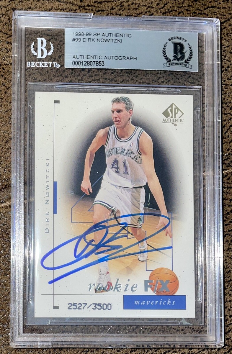 NBAカード Dirk Nowitzki 直書きサインカード Dirk Nowitzki Rookie Card 1998-99 SP Authentic #99 BAS
