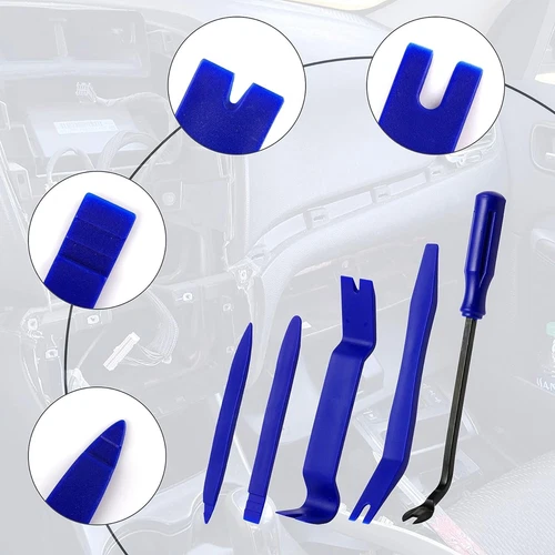 Plastic Trim Removal Pry Tool Set for Car Radio Panel Door Dash Clip Fasteners - Foto 12 di 15