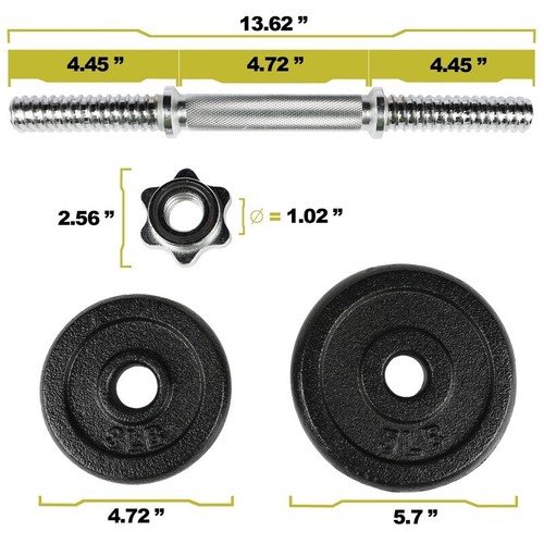 Adjustable 40lb Dumbbell Set Cast Iron Weight Pair Home Gym Fitness Training New - Picture 3 of 8