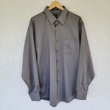 Arrow USA 1851 Sateen Men's Long Sleeve Button-down Shirt Gray Size 18 34/35