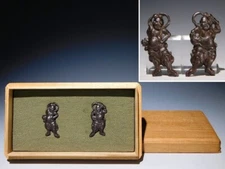 RARE Nio Deva King Buddhism Motif Menuki  Edo original tsuba sword antique