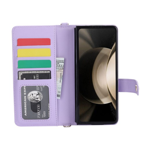 Luxury Grid Leather Wallet Handy Pen Holder Case Cover For Samsung Z Fold Phone - Picture 38 of 62