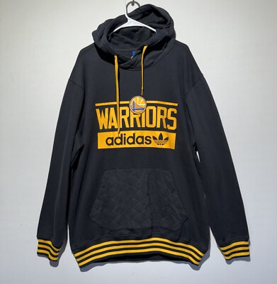 NWT Adidas Originals Men's Black Hoodie Quilted Warriors NBA