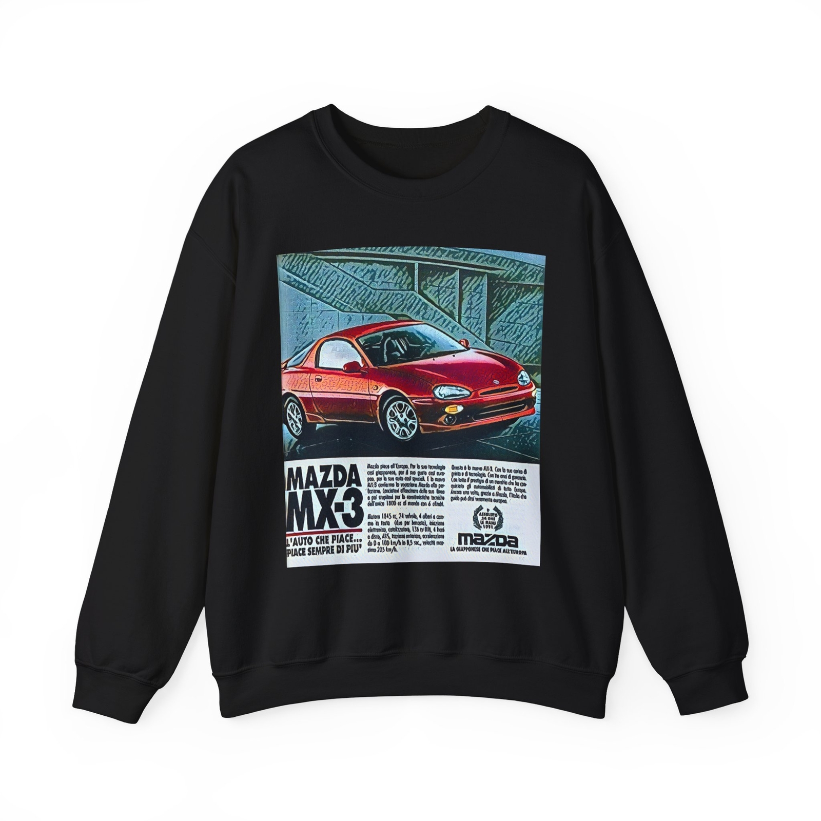 Mazda MX-3 Graphic Print Retro Car Art LS Unisex Heavy Blend Crewneck Sweatshirt
