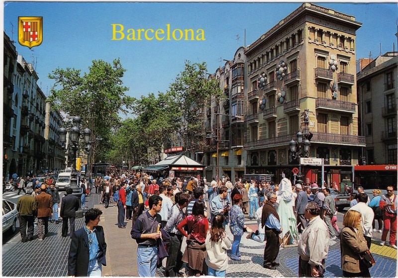 Color Postcard: La Rambla, Barcelona, Catalonia, Spain