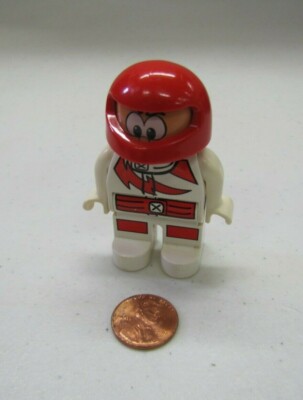Lego Duplo Crazy Racer Auto Motorcycle Mechanic Man 2.5'' Figure White & Red