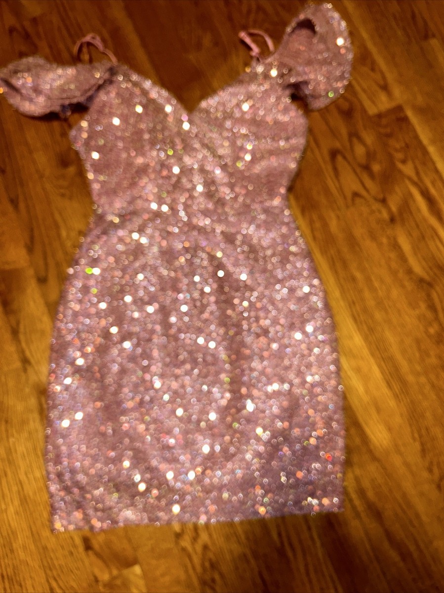 crystal doll pink dress Crystal Doll Shimmering Pink Fit and Flair Dress. Size 7