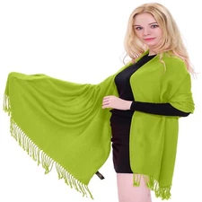 Lime Green Solid Color Design Shawl Scarf Wrap Stole Pashmina CJ Apparel **NEW**