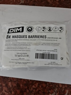 Dim, Barrieremaske 5er Pack, weiß 100% Baumwolle Einheitsgröße