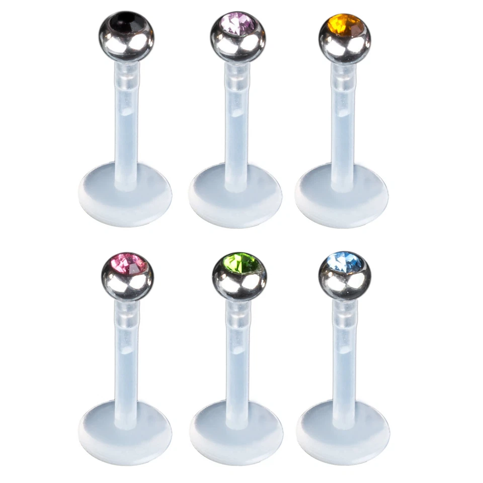 Labret Piercing Labbra Bioflex Zirkonia Cristallo Palla Madonna Stelo Z252