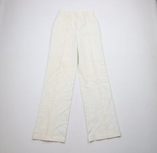 Vintage 70s Streetwear Womens 9 Distressed Flared Bell Bottoms Pants White USA