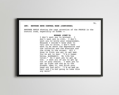 NETWORK - Screenplay POSTER! - Film - Script - Writing - Acting - Sidney Lumet
