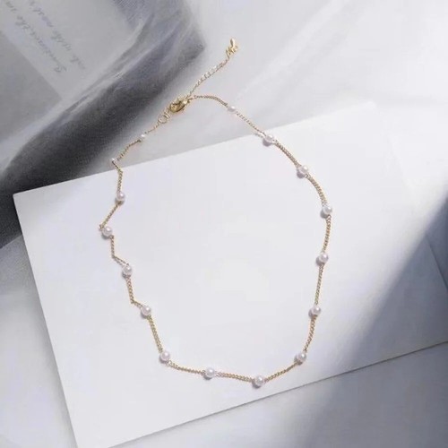 Neue Perlen frauen Halskette Kpop Perle spitze Gold Farbe - Bild 2 von 4