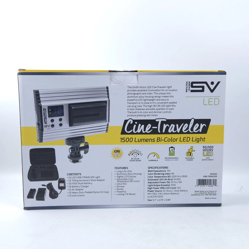 NO BATT! Smith-Victor Cine-Traveler Bi-Color 1500 Lumens On-Camera LED Light Kit - Image 3 of 4