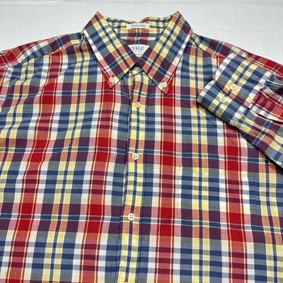GANT Yale Co-Op Archive Madras Plaid Button-Down Long Sleeve Shirt Red XL