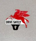 VINTAGE MOBIL PEGASUS PLATE TOPPER PORCELAIN SIGN CAR GAS OIL TRUCK MOTORCYCLE