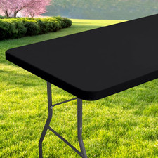 Rectangle Table Cloth, Waterproof Elastic Fitted Tablecloth for 6 Foot Folding T