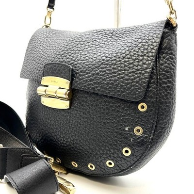 FURLA Club 2Way Leather Shoulder Bag Black Unisex Authentic Crossbody Bag